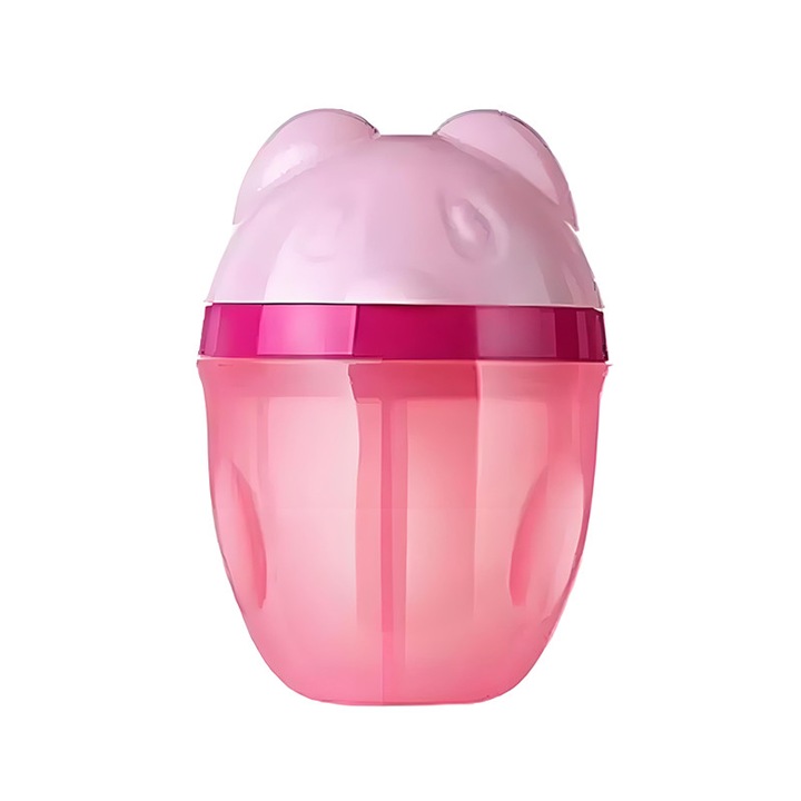 Cutie de depozitare lapte praf pentru bebelusi, trei compartimente, 12x8cm, 240ml, roz