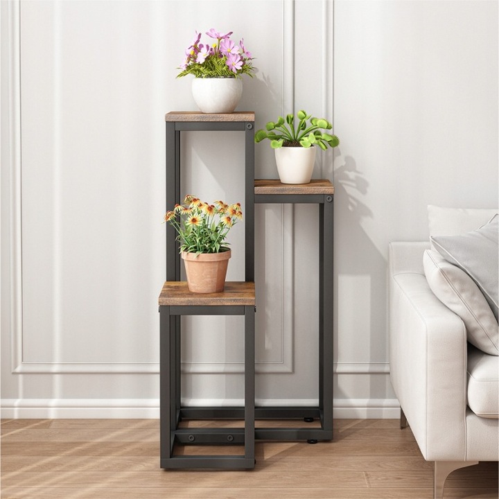 Suport de plante din metal rustic practic, modern BADU 34x34x67 cm
