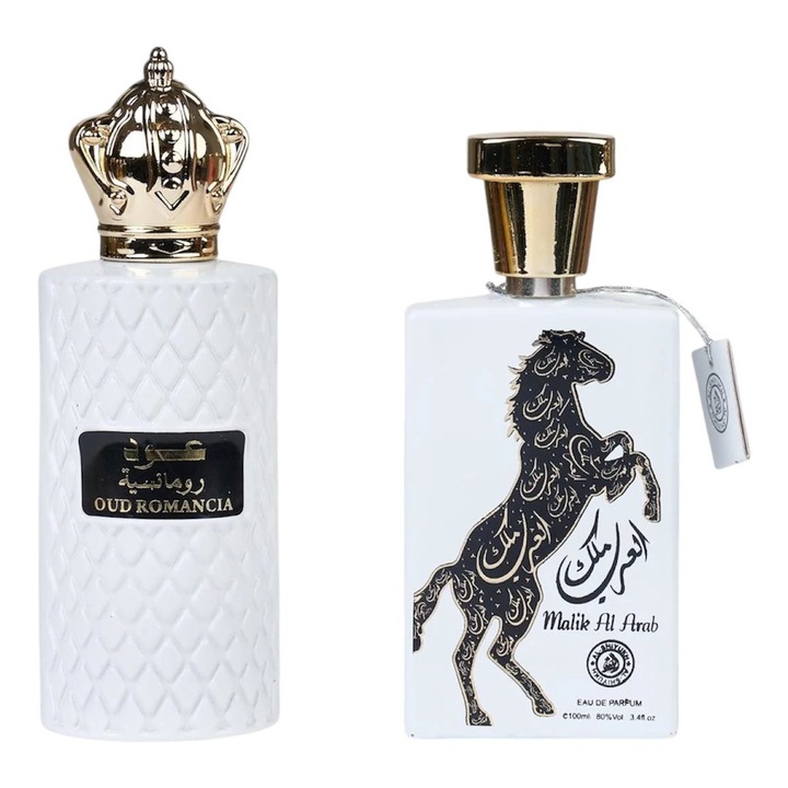 Set, Apa de Parfum, Oud Romancia/ Malik Al Arab, Barbati si Femei, 2x100 Ml