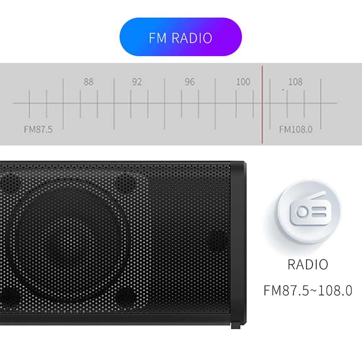Bara de sunet detasabila 2 in 1 pentru Smart TV, bara de sunet audio compacta de 20 W pentru TV, Bluetooth 5.0, 4 difuzoare, sistem audio home theater reincarcabil de 75 dB, suporta USB/AUX/SD/FM/TW
