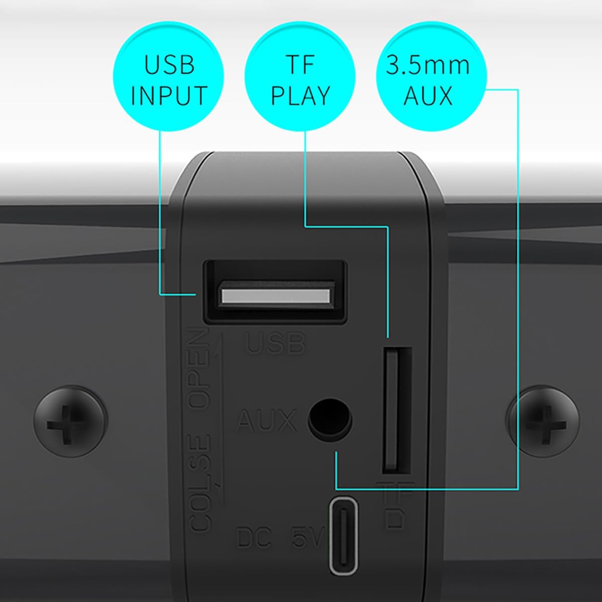 Bara de sunet detasabila 2 in 1 pentru Smart TV, bara de sunet audio compacta de 20 W pentru TV, Bluetooth 5.0, 4 difuzoare, sistem audio home theater reincarcabil de 75 dB, suporta USB/AUX/SD/FM/TW