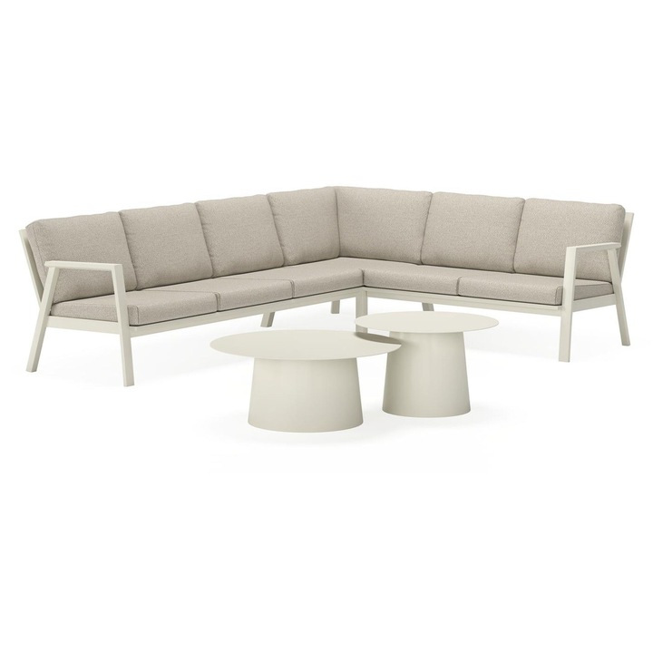 Set mobilier gradina/terasa coltar si 2 masute, Maison Mex YOPAL, bej/crem