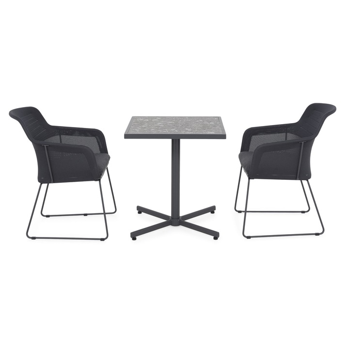 Set mobilier gradina/terasa 2 scaune si masa, Maison Mex MOCHA/BEZIER, antracit/gri