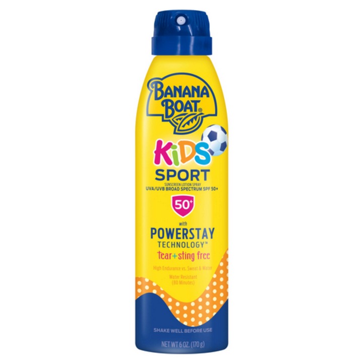 Spray De Protectie Solara, Banana Boat, Sport Pentru Copii, Protectie Uva Si Uvb, Spf 50, 170 ml, Rezistent la Apa Pana la 80 De Minute, Fara Parabeni Si Parfumuri, Destinatie: Pentru Copii