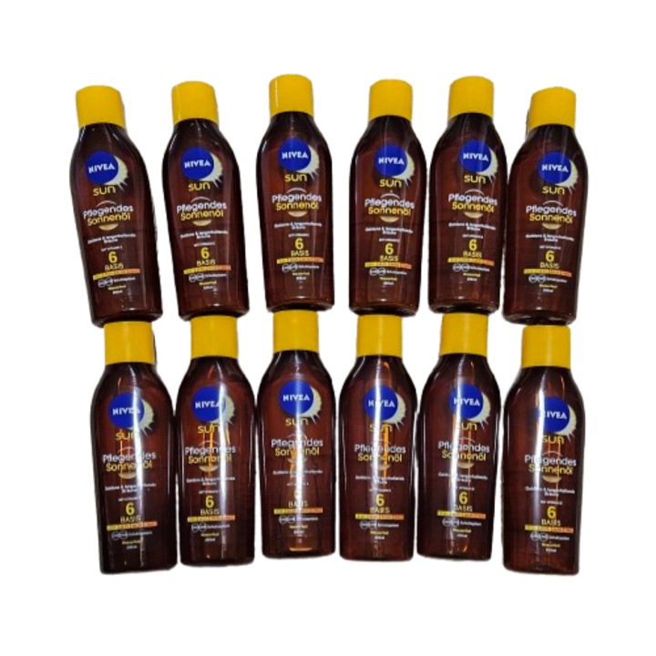 Set 12 bucati Ulei de corp pentru protectie solara Nivea Sun SPF 6, 200 ml