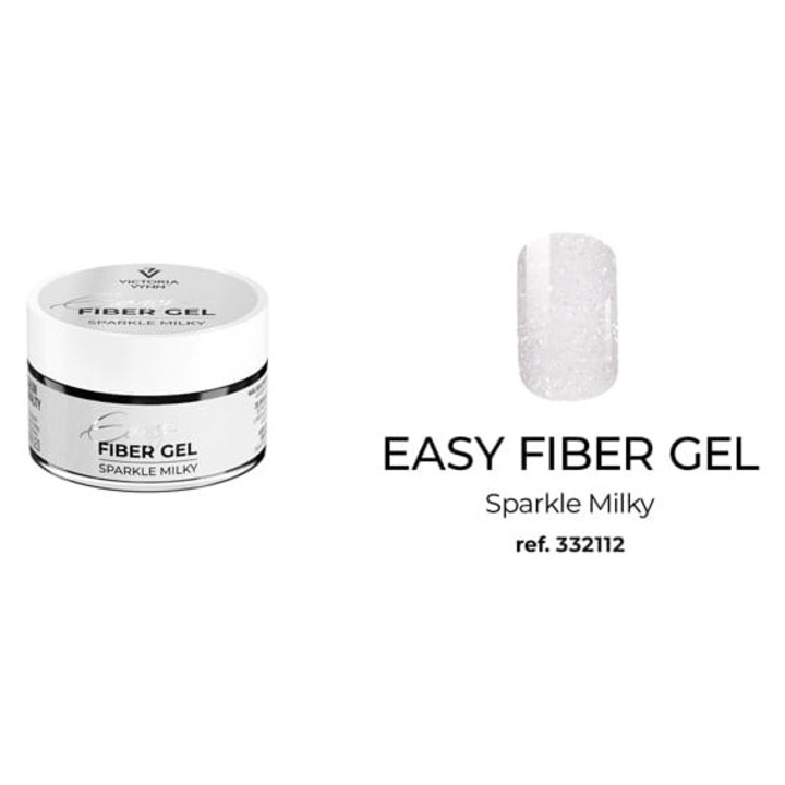 Gel de unghii 3-fazic Victoria Vynn Easy Fiber Gel, Sparkle Milky, 15ml, auto-nivelant, rezistent