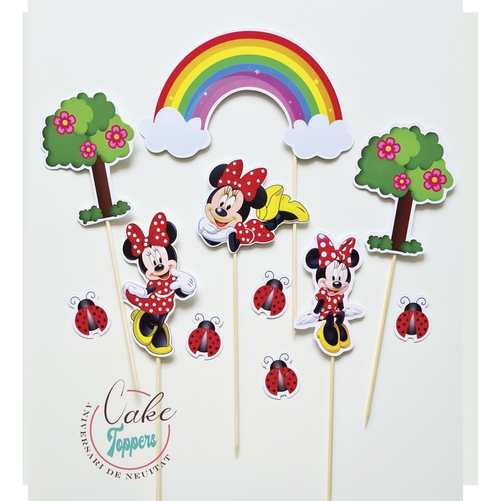 Set Toppere Minnie Mouse Curcubeu