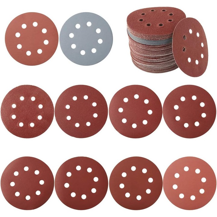 Set 100 buc smirghel rotund 25mm HERUSI, granulatie mixta, aluminiu, antistatic
