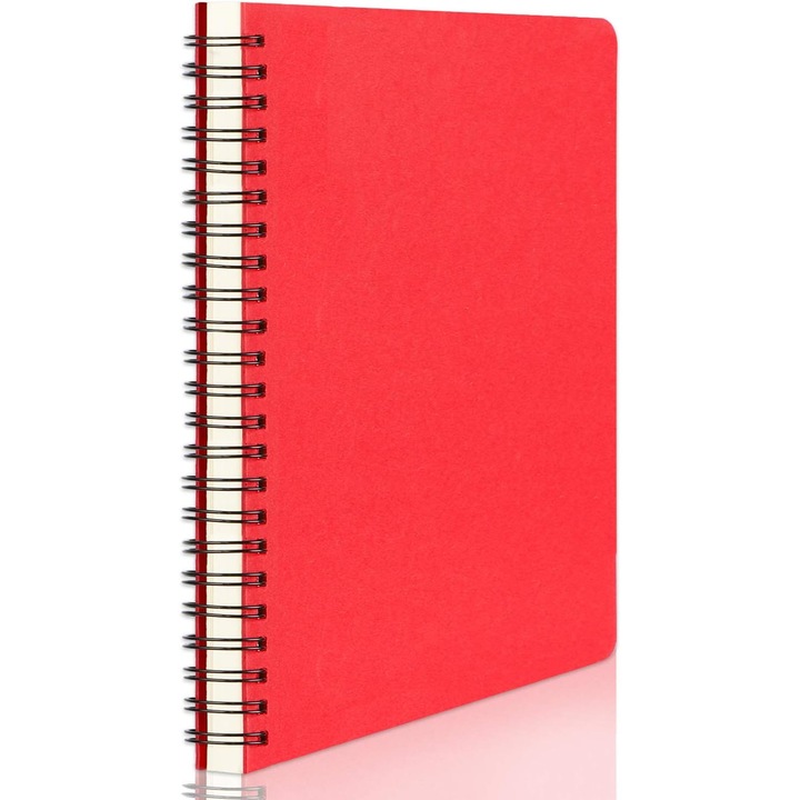 Caiet A5 14.5x21cm 100 pagini liniat coperta rosie spiralat