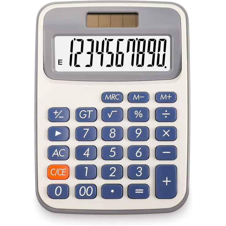 Calculator de birou HERUSI, dual power, afisaj mare, 10 cifre, 12x8.6cm