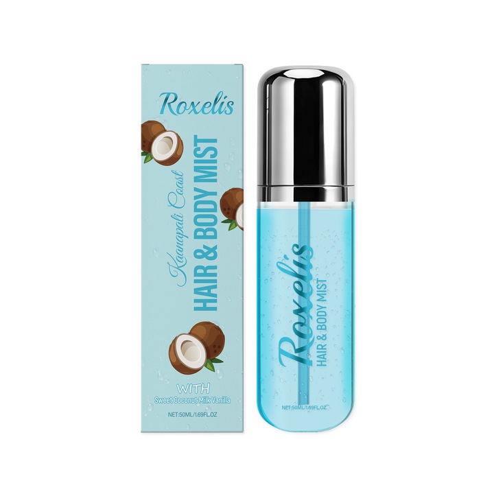 Spray corporal Roxelis cu cocos, vanilie si lapte, 50ml, pentru femei, stimulent sexual