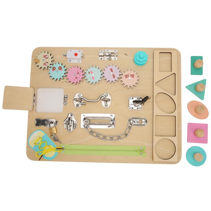 Placa educativa pentru copii, lemn gros, 39x29.5cm, multicolor