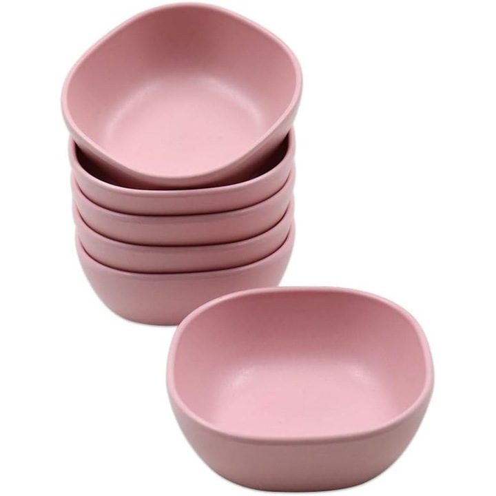 6 db kis desszertes tálka szett, 130ml, rózsaszín, 9.5x9.5x3cm, törésálló