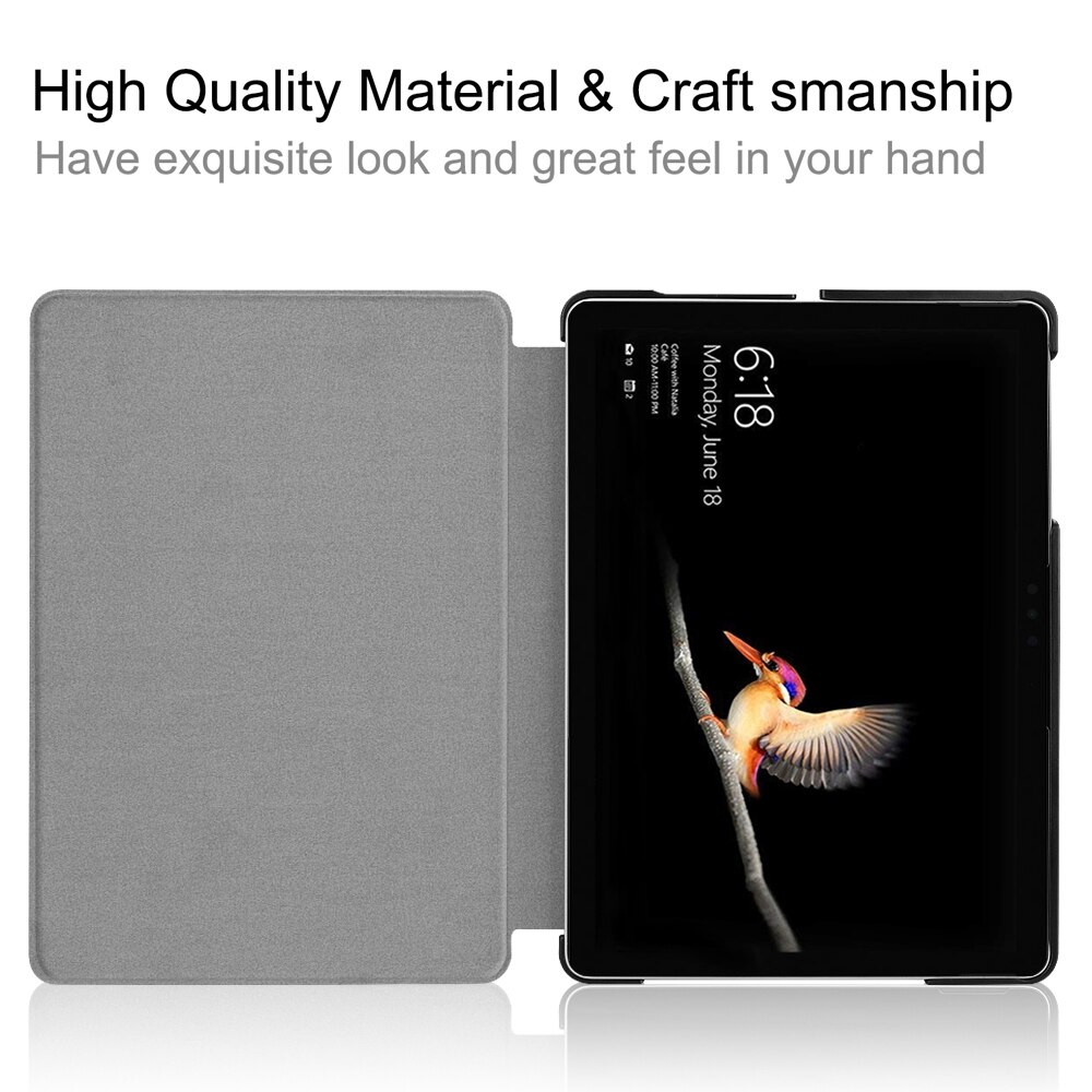 Husa tableta pentru Microsoft Surface Go 2 / Surface Go, textura elastica din piele, design orizontal cu suport (negru)
