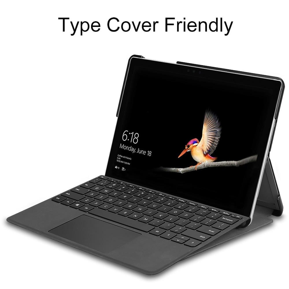 Husa tableta pentru Microsoft Surface Go 2 / Surface Go, textura elastica din piele, design orizontal cu suport (negru)