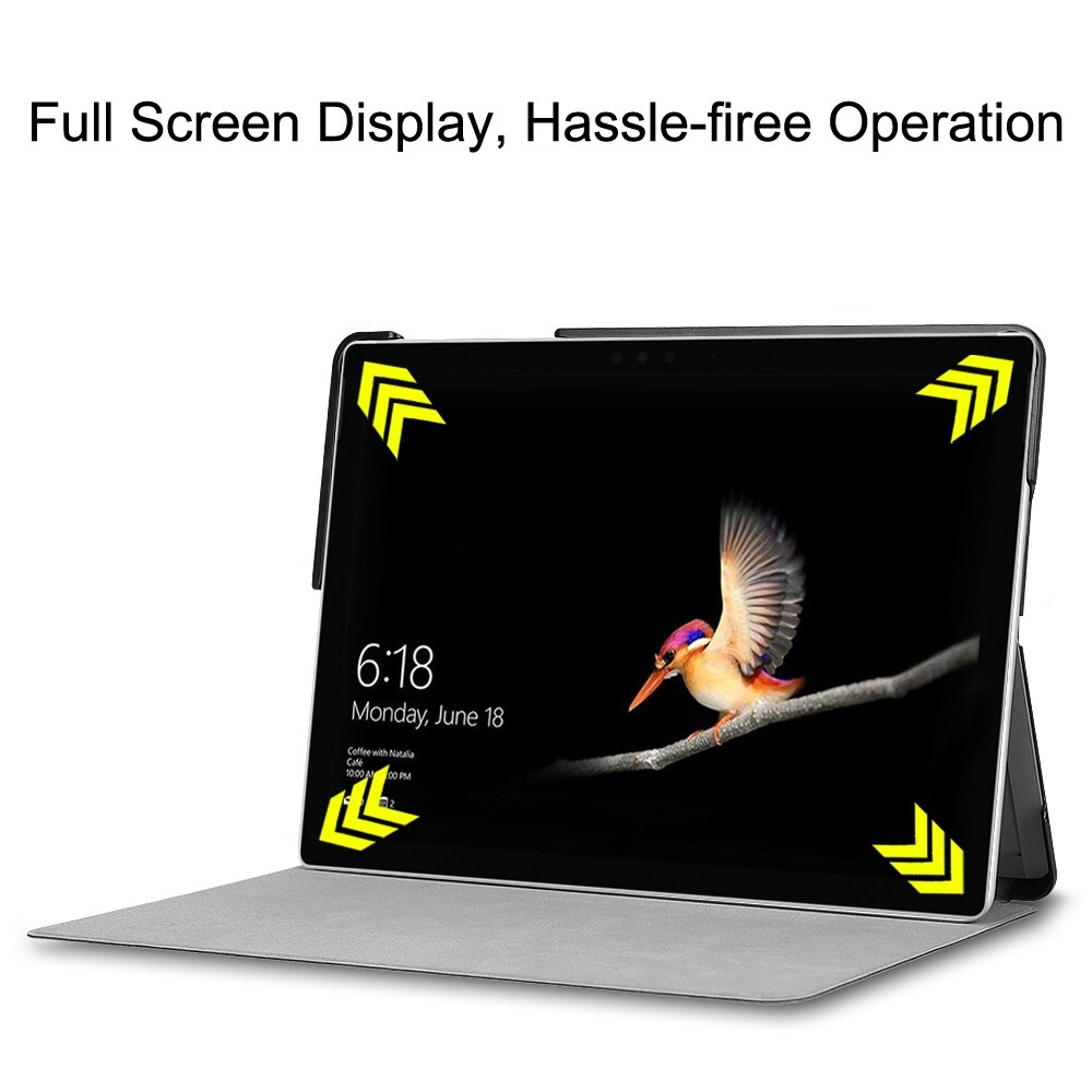 Husa tableta pentru Microsoft Surface Go 2 / Surface Go, textura elastica din piele, design orizontal cu suport (negru)