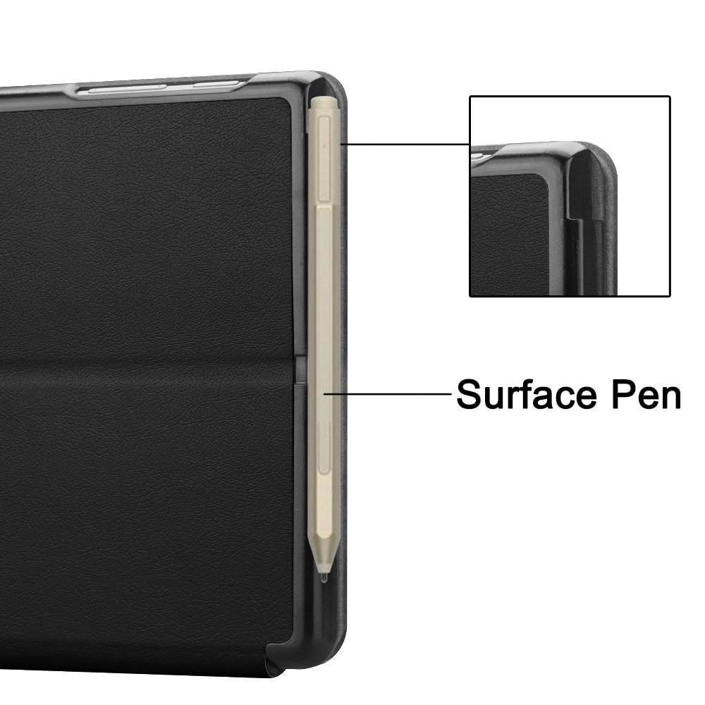 Husa tableta pentru Microsoft Surface Go 2 / Surface Go, textura elastica din piele, design orizontal cu suport (negru)