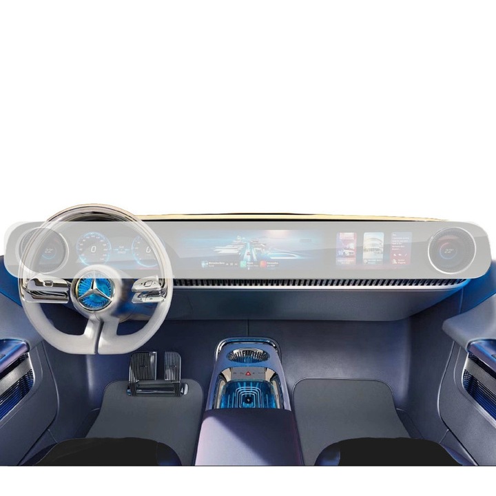 Folie Protectie Navigatie Mercedes-Benz CLA 2025+, Duragon, protectie Display Navigatie, silicon Transparent, Anti-zgarieturi, Anti-amprenta, Regenerabila, Flexibila, Anti-Shock, kit instalare