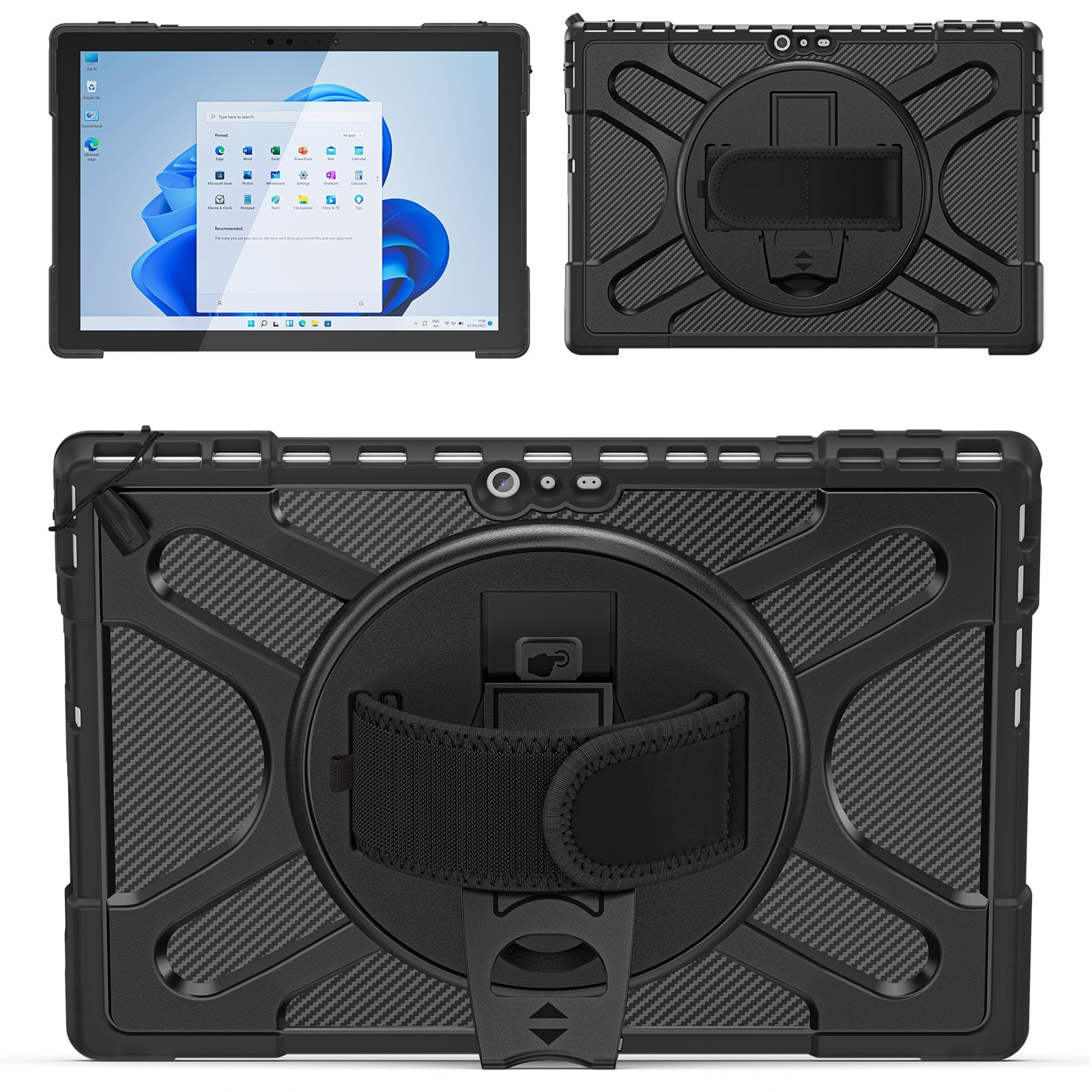 Husa tableta pentru MicroSoft Surface Pro 4 / 5 / 6 / 7, TPU + PC, tip carte cu protectie shockproof, acces complet la porturi, negru