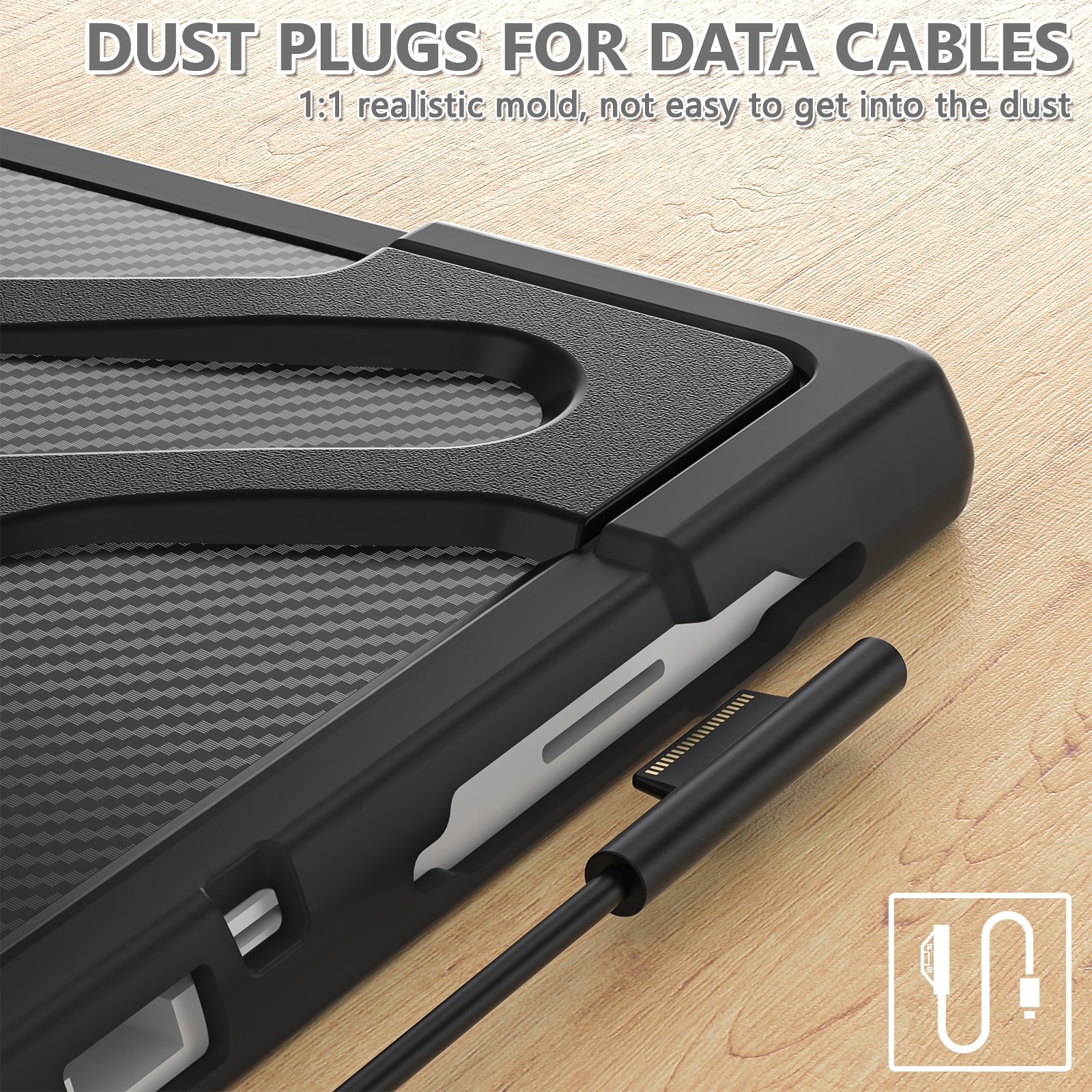 Husa tableta pentru MicroSoft Surface Pro 4 / 5 / 6 / 7, TPU + PC, tip carte cu protectie shockproof, acces complet la porturi, negru