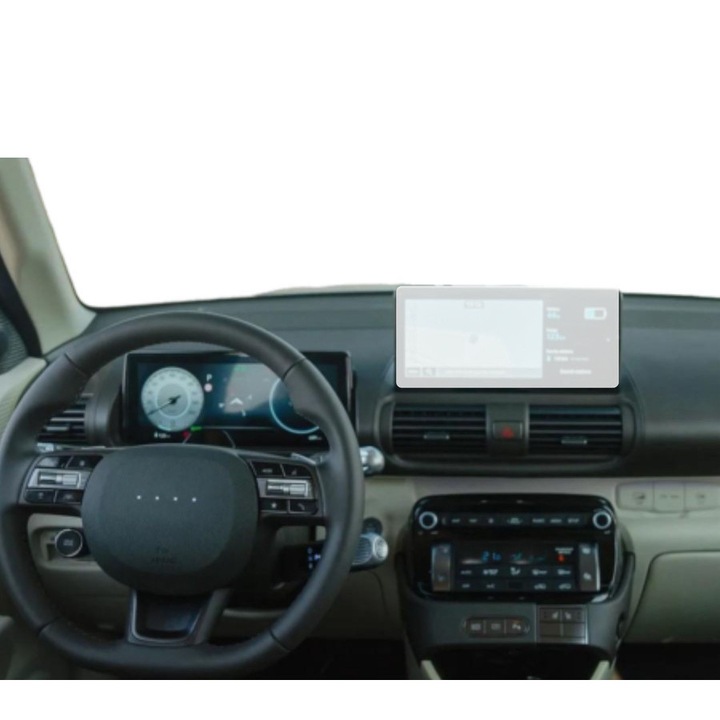 Folie Protectie Navigatie Hyundai Inster 2025+, Duragon, protectie Display Navigatie, silicon Transparent, Anti-zgarieturi, Anti-amprenta, Regenerabila, Flexibila, Anti-Shock, kit instalare
