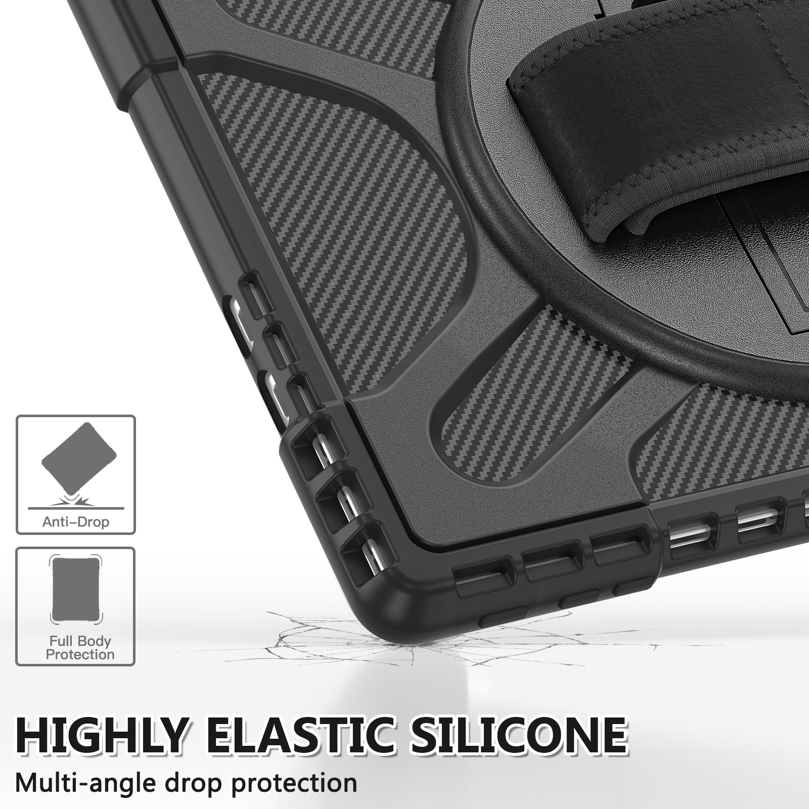 Husa tableta pentru MicroSoft Surface Pro 9 / 10 / 11, cu suport rotativ, margini anti-soc, protectie anti-zgarieturi, neagra