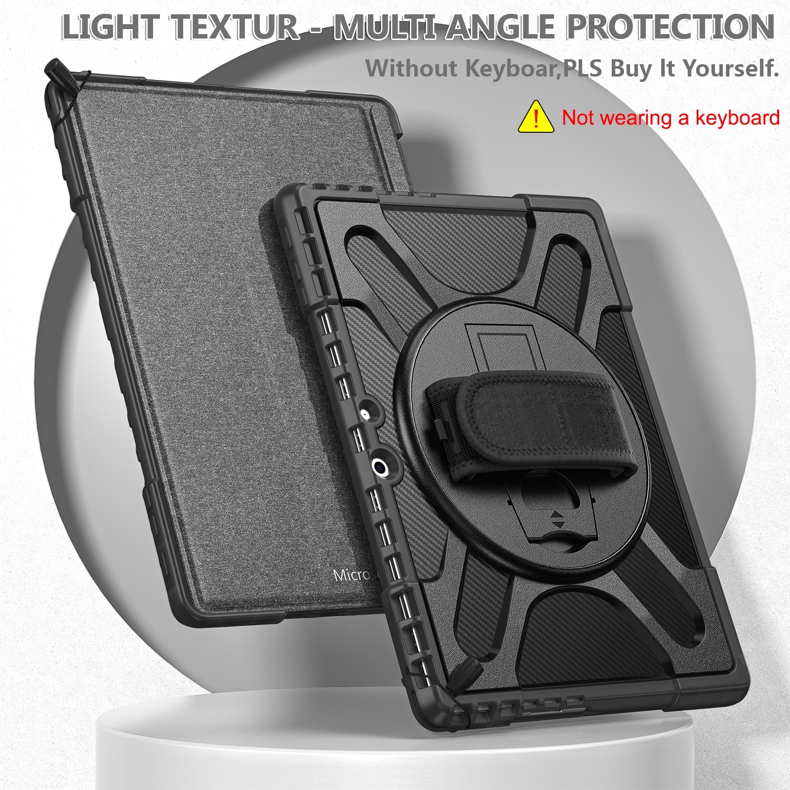 Husa tableta pentru MicroSoft Surface Pro 9 / 10 / 11, cu suport rotativ, margini anti-soc, protectie anti-zgarieturi, neagra