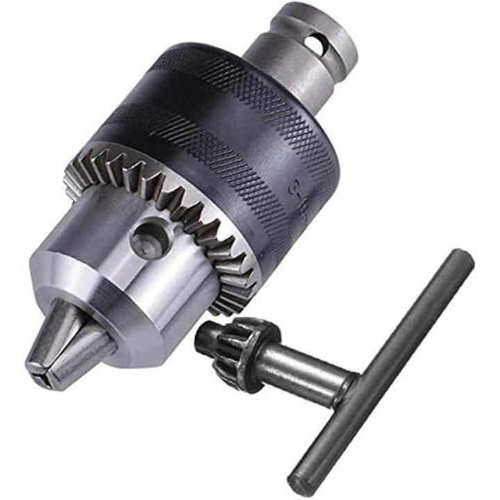 Set mandrine, 1.5-13 mm, cu adaptor 1/2" pentru cheie de impact, prindere 1/16-1/2 inch, otel crom-vanadiu, gri