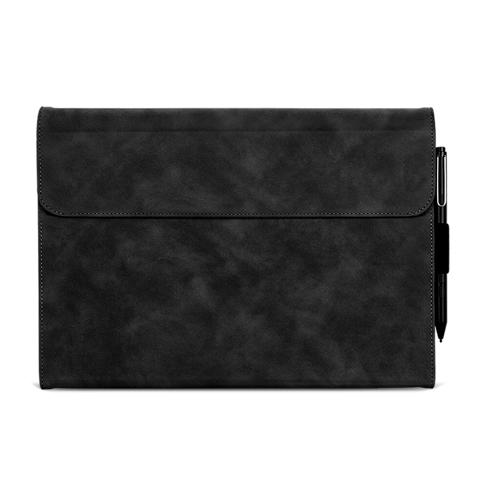 Husa tableta pentru Microsoft Surface Pro 7+ / 7 / 6 / 5 / 4, piele de oaie, protectie anti-soc integrala, Neagra