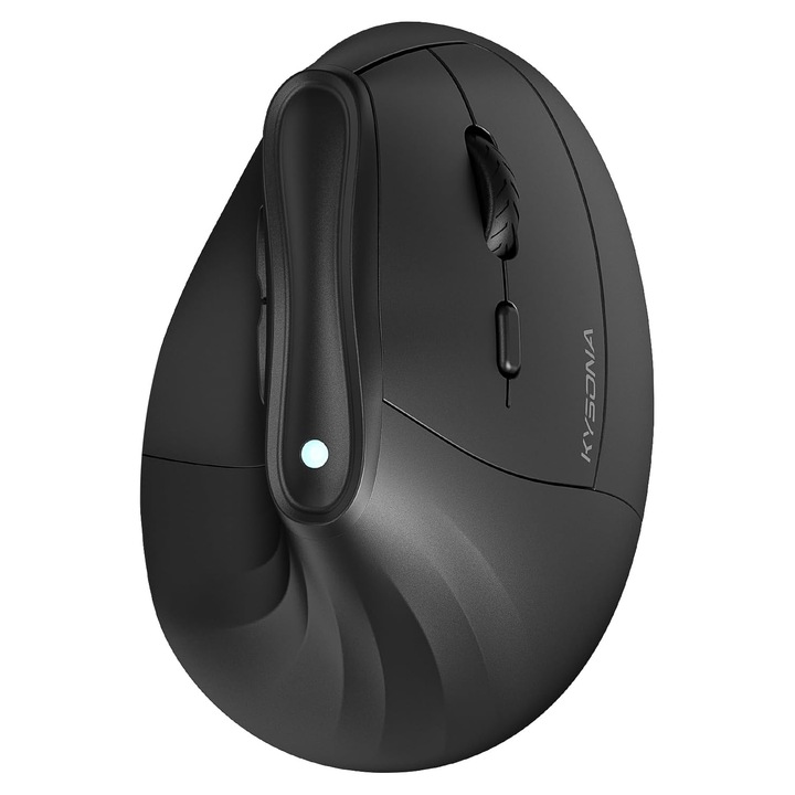Egér vezeték nélküli ergonómikus, BYONDSELF®, Csendes, 57°, Bluetooth (BT 5.0, BT 3.0) és 2.4G, 800–4000 DPI, Fekete