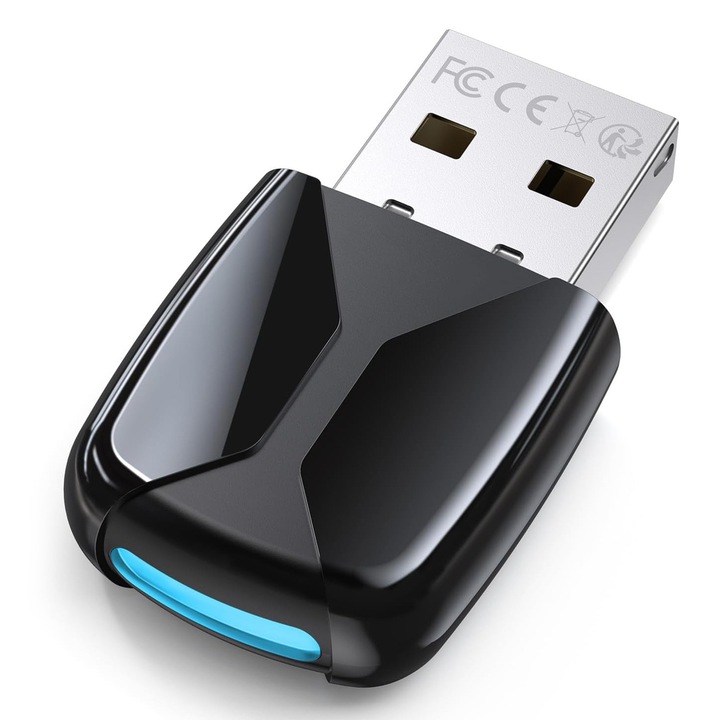 Vezeték nélküli adapter, BYONDSELF®, Bluetooth 5.4, Nagy vezeték nélküli átviteli sebesség, Plug&Play, PC-hez/laptophoz, Fekete