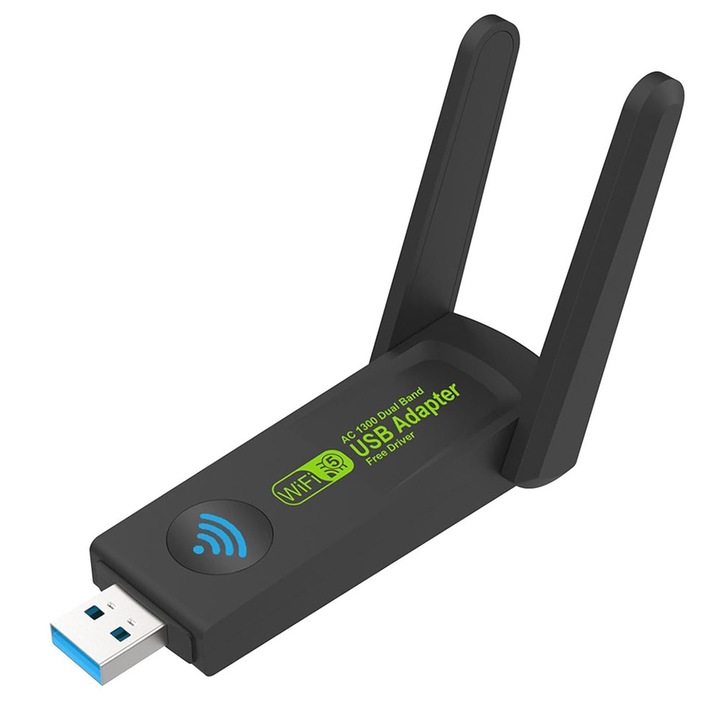 Vezeték nélküli jelerősítő adapter, BYONDSELF®, 1300 Mbps, Plug&Play, kétsávos 2,4 GHz-5 GHz, fekete