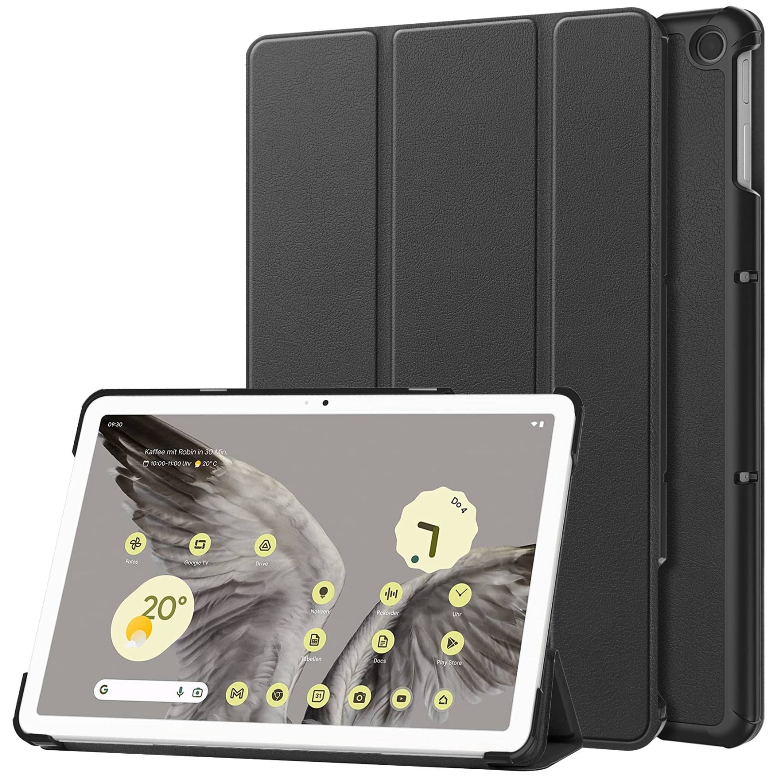 Husa tableta pentru Google Pixel Tablet, piele smart cu suport, inchidere magnetica, auto sleep/wake, Negru