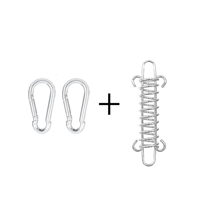 1 carlig cu arc pentru cort + 2 catarame, inchizatoare din otel inoxidabil de fixare a velelor pentru soare, Argintiu