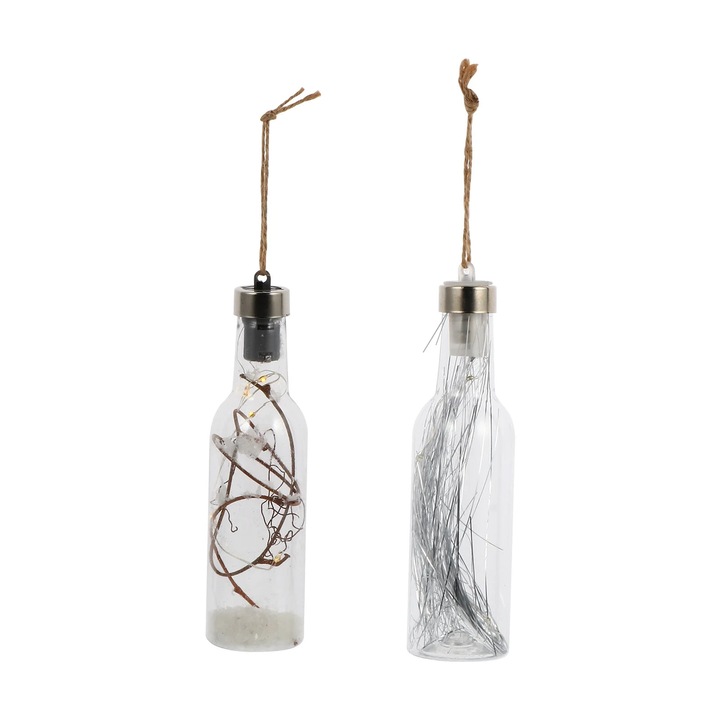 Függeszthető LED dekoráció YANYXR BCS2918643 üveg formában, karácsonyi témájú, PVC, átlátszó, 2 darabos szett, 16 x 4 cm