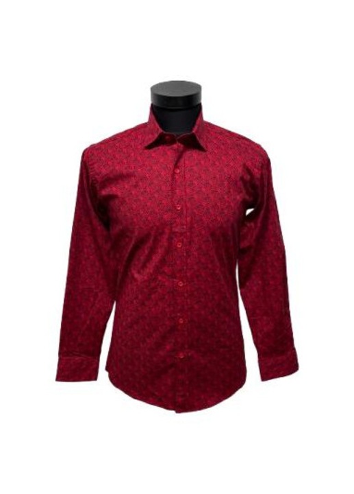 Ferfi ing, karcsusitott szabasu, viragmintas-1588, Piros/Fekete