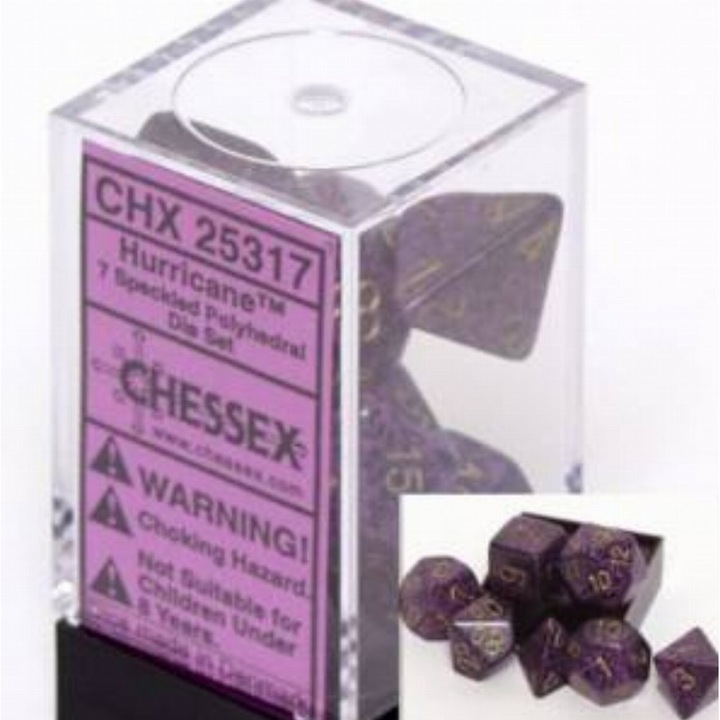 Zaria készlet - 7 db sokszögű, pettyes dobókocka, többszínű