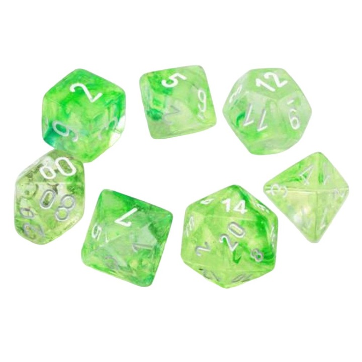 7 dobókocka készlet Chessex, Nebula, Luminary, Tavasz/Fehér