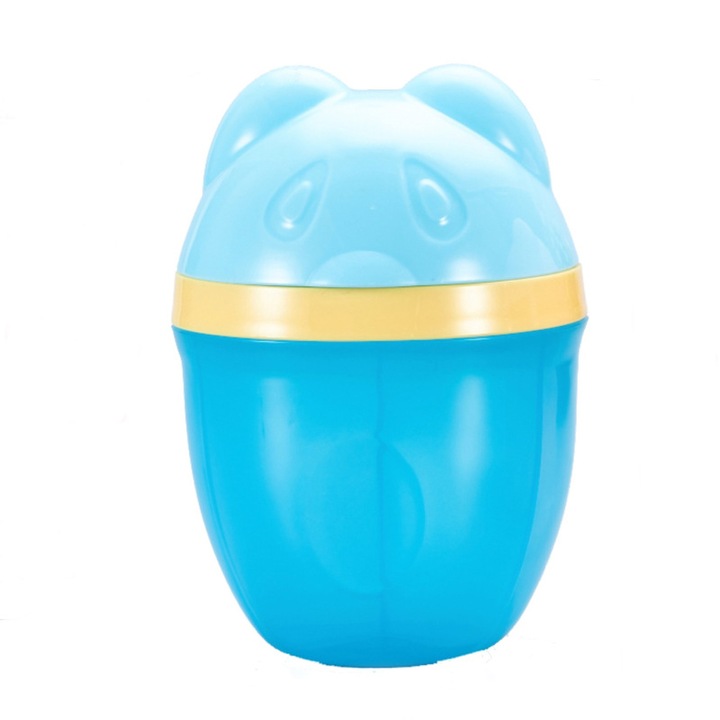 Cutie portabila pentru lapte praf, 3 compartimente, 12x8cm, 240ml, albastra