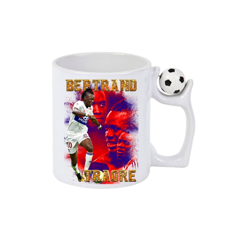 Cana bertrand_traore copy, ceramica, Cri-Flo, 330ml, Minge rotativa antistres, Maner si interior Alb-Negru