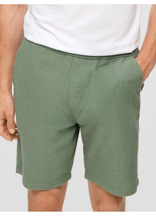 S.Oliver Pantaloni scurti barbati, din bumbac, Regular fit, Verde