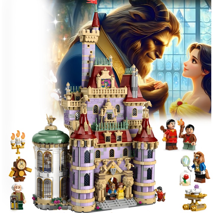 Set de constructie castel, Excitat®, podea rotativa, scara detasabila, 2916 piese, 7 ani+, Multicolor