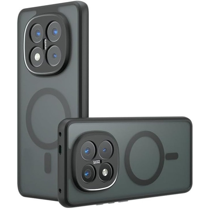 Husa telefon pentru Xiaomi Redmi Note 14 Pro Plus 5G, Magnetic MagSafe, Protectie Colturi, transparent/negru