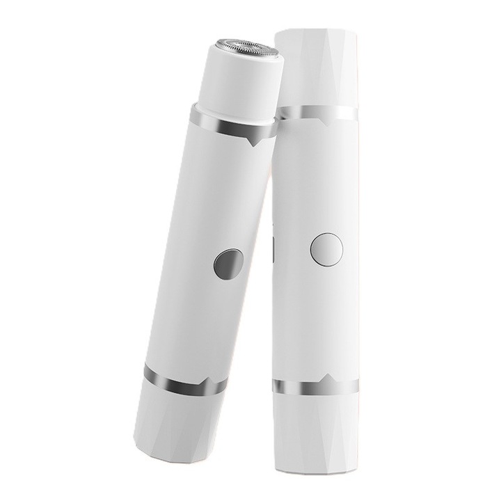 Aparat Electric de Epilare Dual Capete pentru Femei – Tuns Fara Iritare, Portabil cu Incarcare Type-C, Motor Silentios, Capete Rotunjite Sigure, Detaliu Lavabil, Alb