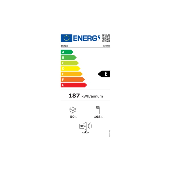 Frigider cu doua usi Samus SW346E, 248 L, Clasa energetica E, Alb