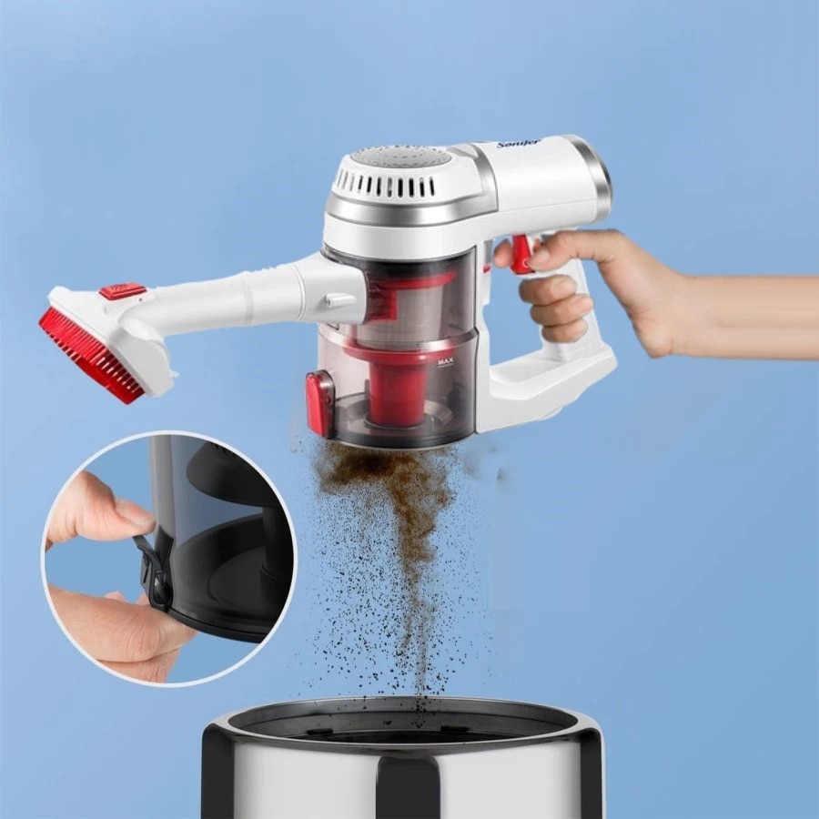 Aspirator de mana, 150W, fara fir, 9.5Kpa, pentru acasa, reincarcabil, aspirator tip stick de podea cu montare pe perete, alb
