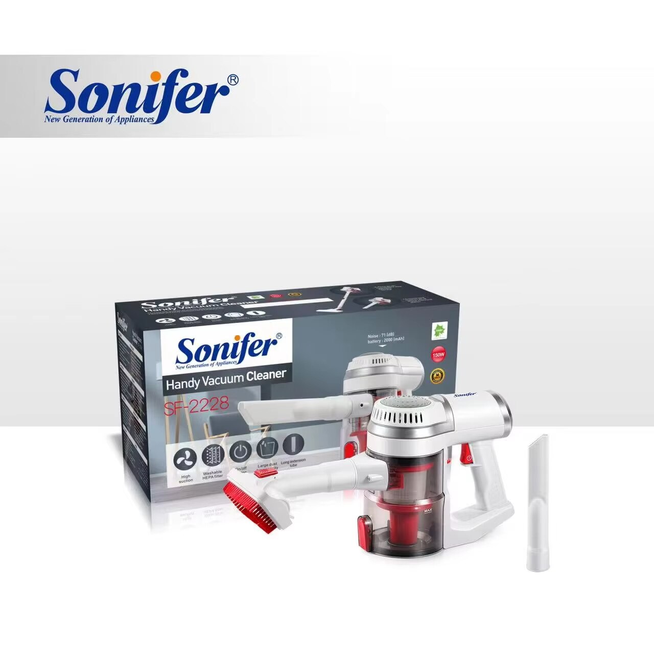 Aspirator de mana, 150W, fara fir, 9.5Kpa, pentru acasa, reincarcabil, aspirator tip stick de podea cu montare pe perete, alb