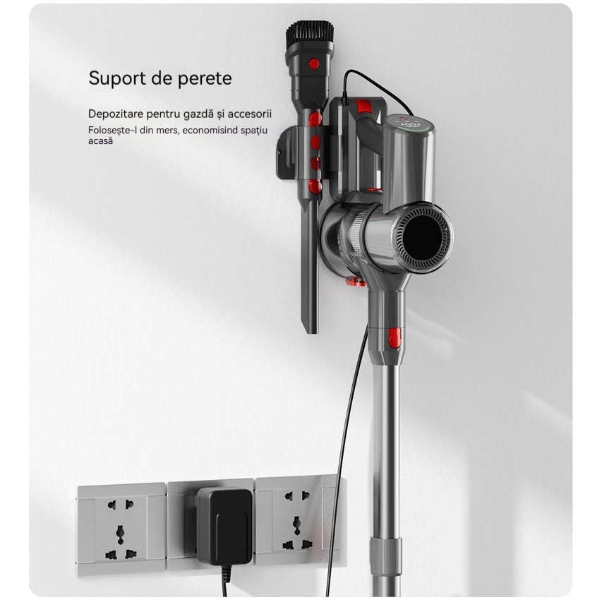 Aspirator fara fir, 6 in 1, 300W, usor, reincarcabil, pentru podea dura de acasa, covor auto, gri