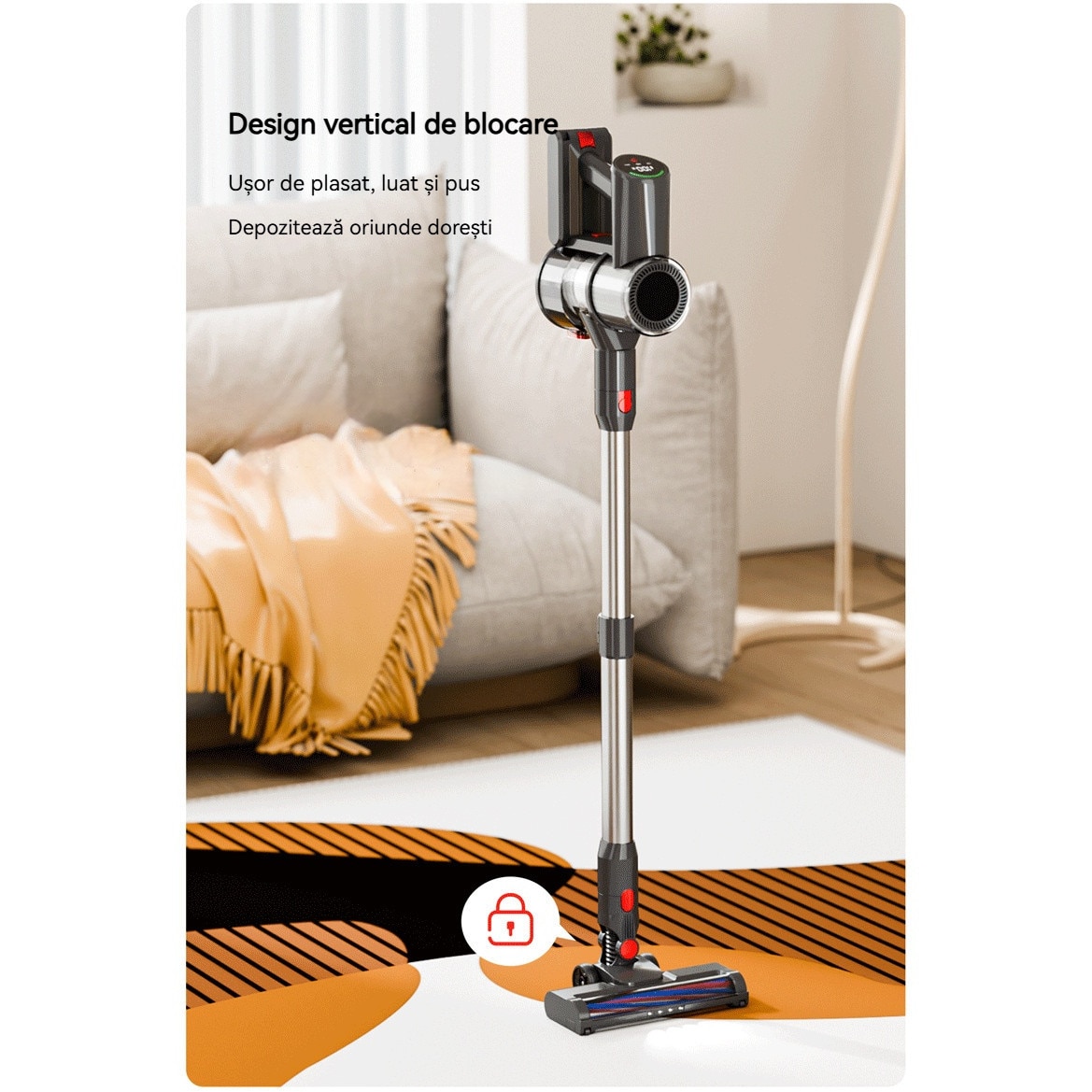 Aspirator fara fir, 6 in 1, 300W, usor, reincarcabil, pentru podea dura de acasa, covor auto, gri