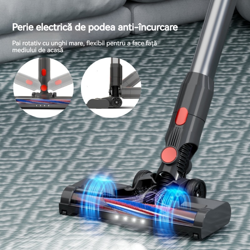 Aspirator fara fir, 6 in 1, 300W, usor, reincarcabil, pentru podea dura de acasa, covor auto, gri